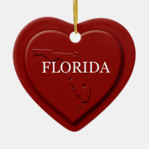 Florida Heart Map kerstversiering Keramisch Ornament
