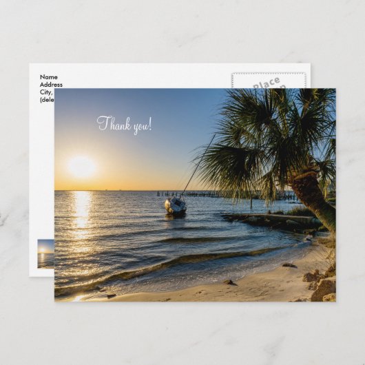 Florida Hellende Palmboom Zonsondergang Dank U Ans Briefkaart (Voorkant / Achterkant)