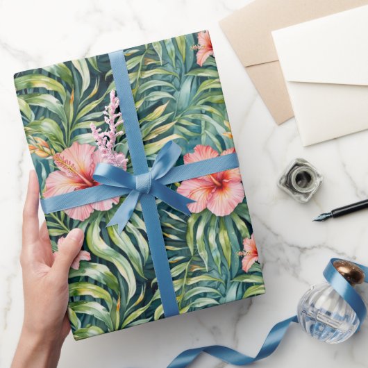 Florida Hibiscus Patroon  Cadeaupapier (Geschenken)