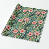 Florida Hibiscus Patroon  Cadeaupapier (Uitgerold)