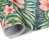 Florida Hibiscus Patroon  Cadeaupapier (Rol Hoek)