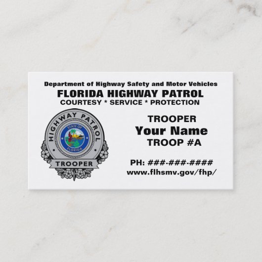 Florida Highway Patrol FHP Visitekaartje (Voorkant)