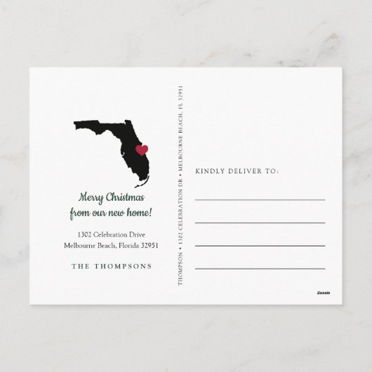 Florida Holiday Moving Announcement Briefkaart (Achterkant)