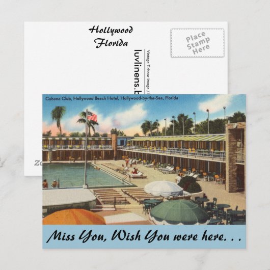 Florida, Hollywood Beach Hotel Briefkaart (Voorkant / Achterkant)