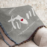 Florida Home State Personalized Wood Kijk uit Deken<br><div class="desc">Show een beetje trots op de thuisstaat met deze schattige, rotsgrijze deken met "thuis" in witte kalligrafie met een silhouetekaart van de staat Florida die voor de letter "O." staat. Een rode hartillustratie binnen de staatskaart voltooit het ontwerp; u kunt de positie van het hart in uw thuisstad veranderen door...</div>