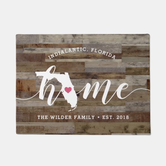 Florida Home State Personalized Wood Kijk uit Deurmat (Voorkant)