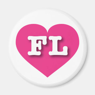 Florida Hot PInk Heart - Ik hou van FL Magneet