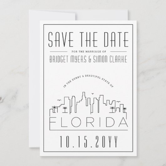 Florida Huwelijk | Gestileerde Silhouet 'Save the Kaart (Voorkant)