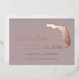 Florida Huwelijk Save The Date Roze Goud   Folie Uitnodiging