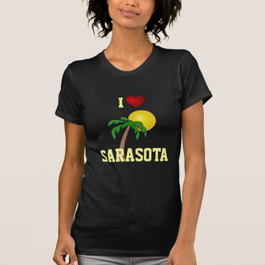 Florida: Ik hou van Sarasota palm boom en zon T-shirt (Voorkant)