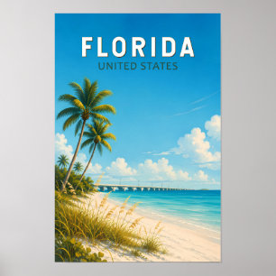 Florida Illustratie Reis Kunst Vintage Poster