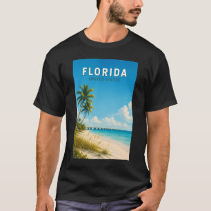 Florida Illustratie Reis Kunst Vintage T-shirt