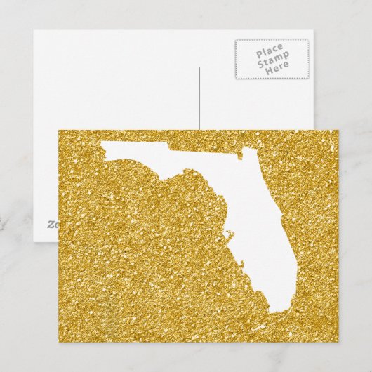 Florida in White en Gold Glitter Briefkaart (Voorkant / Achterkant)
