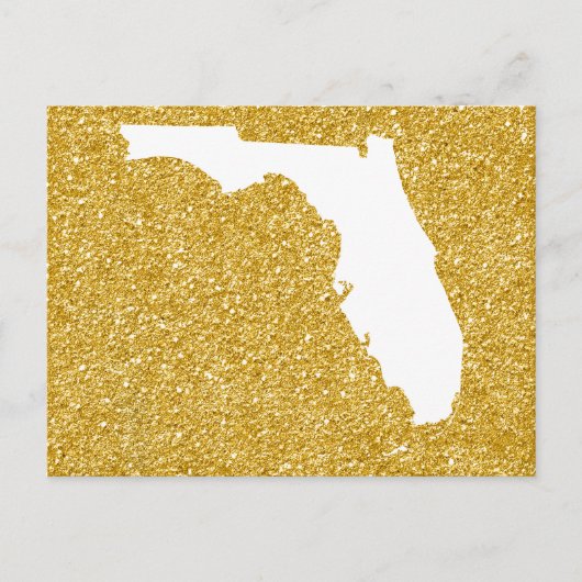 Florida in White en Gold Glitter Briefkaart (Voorkant)
