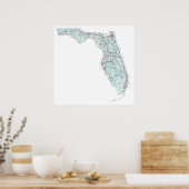 Florida Interstate Map Afdrukken Poster (Keuken)