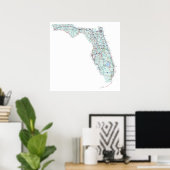 Florida Interstate Map Afdrukken Poster (Thuiskantoor)