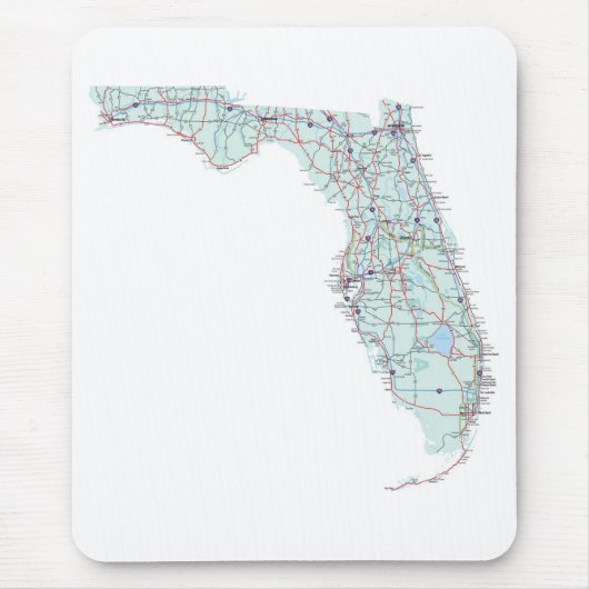 Florida Interstate Map Mousepad Muismat (Voorkant)
