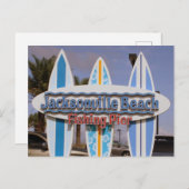 Florida: Jacksonville Beach & Vist Pier teken Briefkaart (Voorkant / Achterkant)