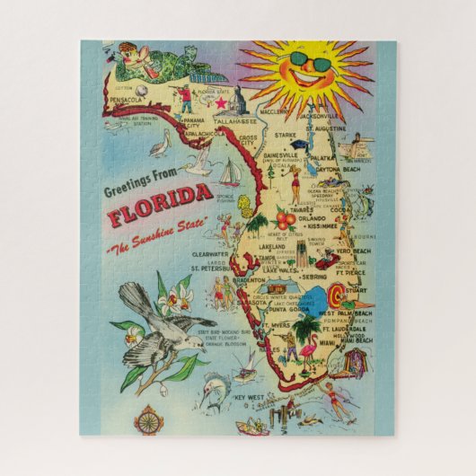 Florida Kaart 16x20 Legpuzzel (Verticaal)