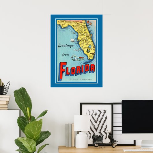  Florida Kaart 20x28 Poster (Thuiskantoor)