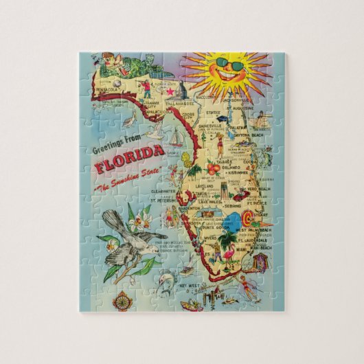 Florida Kaart 8x10 Legpuzzel (Verticaal)