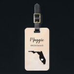 Florida Kaart Bagagelabel, Bruiloft Party Welkom Bagagelabel<br><div class="desc">Deze staatsbagagelabels maken de perfecte bruiloft cadeautjes voor labels of welkome tas labels. Stropdas het aan uw bruidsmaidgiften in plaats van een typisch label van de papiergift, en zij kunnen het voor maanden en jaren gebruiken om te komen. Labels hebben een perzikabrikozenachtergrond. Om het hart bij de trouwplaats te plaatsen,...</div>