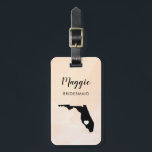 Florida Kaart Bagagelabel, Bruiloft Party Welkom Bagagelabel<br><div class="desc">Deze staatsbagagelabels maken de perfecte bruiloft cadeautjes voor labels of welkome tas labels. Stropdas het aan uw bruidsmaidgiften in plaats van een typisch label van de papiergift, en zij kunnen het voor maanden en jaren gebruiken om te komen. Labels hebben een perzikabrikozenachtergrond. Om het hart bij de trouwplaats te plaatsen,...</div>