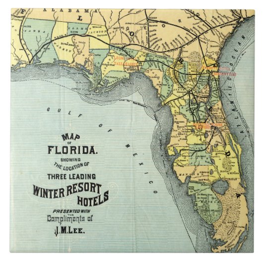 Florida kaart keramische tegel tegeltje (Voorkant)