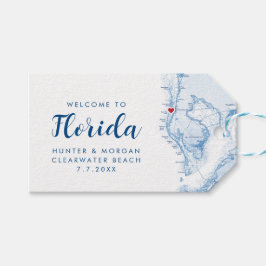 Florida Kaart Minimale moderne marine bruiloft wel Cadeaulabel