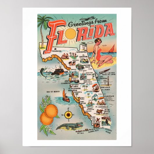 Florida-kaart Poster (Voorkant)