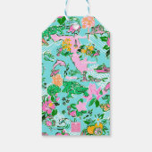 Florida Kaart Preppy Palm Beach Patroon Print Cadeaulabel (Achterkant)