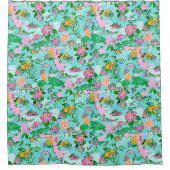 Florida Kaart Preppy Palm Beach Patroon Print Douchegordijn (Voorkant)