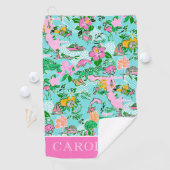 Florida Kaart Preppy Palm Beach Patroon Print Golfhanddoek (Insitu)