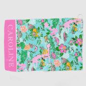 Florida Kaart Preppy Palm Beach Patroon Print Golfhanddoek (Horizontaal)