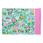 Florida Kaart Preppy Palm Beach Patroon Print Kussensloop (Achterkant)