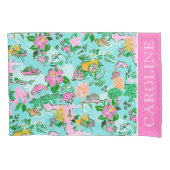 Florida Kaart Preppy Palm Beach Patroon Print Kussensloop (Voorkant)