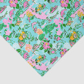 Florida Kaart Preppy Palm Beach Patroon Print Tissuepapier (Detail)