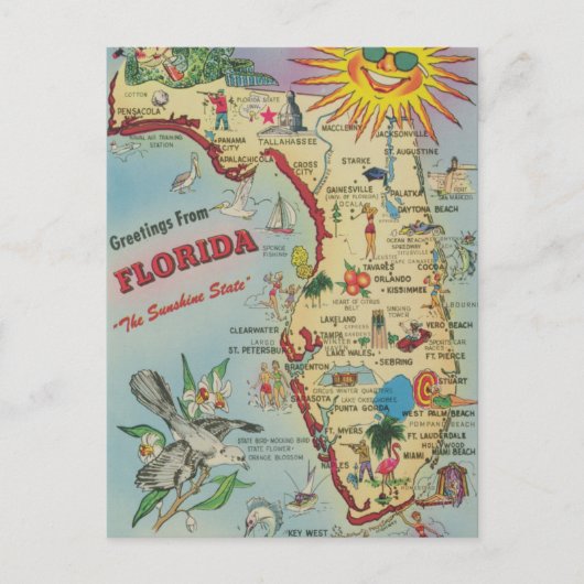  Florida Kaart Verhuizen / Verhuizen Briefkaart (Voorkant)