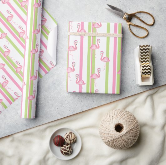 Florida Kerst Flamingo in Kerstmannenhoed Cadeaupapier (Crafts)