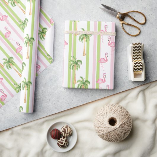Florida Kerst Flamingo in Kerstmannenhoed Cadeaupapier (Crafts)