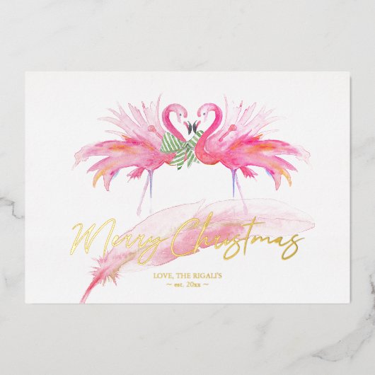 Florida Kerst Kaart Roze Flamingo (Voorkant)