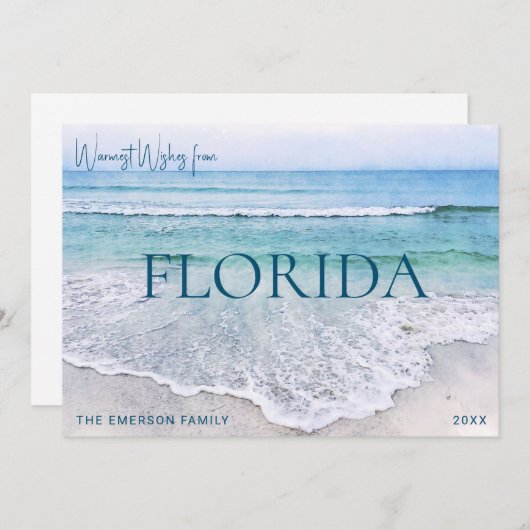 FLORIDA KERSTKAART | STRAND THEMATISCHE KERSTKAART (Voorkant / Achterkant)