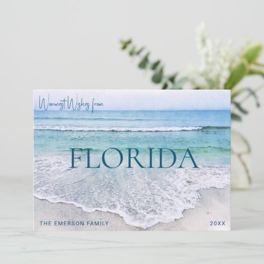 FLORIDA KERSTKAART | STRAND THEMATISCHE KERSTKAART (Staand voorkant)