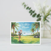 Florida Kerstman golft Feestdagenkaart (Staand voorkant)
