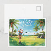 Florida Kerstman golft Feestdagenkaart (Voorkant / Achterkant)