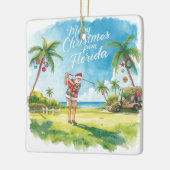 Florida Kerstman golft Keramisch Ornament (Links)