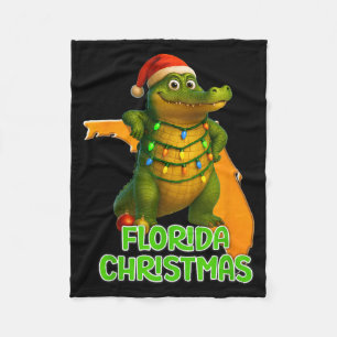 Florida Kerstmis Alligator met Kerstman Hoed Vakan Fleece Deken