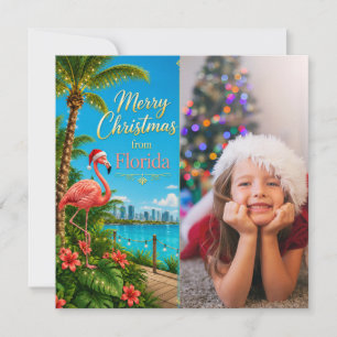 Florida Kerstmis gethematiseerd met Tropische Flam Feestdagenkaart