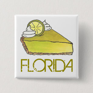 Florida Key Limoen Pie Slice Dessert Foodie Bakery Vierkante Button 5,1 Cm