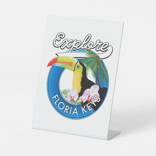 Florida key retro logo patch reclamebord met voetstuk (Voorkant)